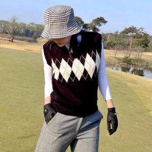 여성 골프 가을 겨울 잉글랜드 조끼 베스트 빅사이즈 여성골프웨어