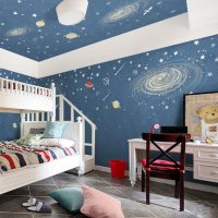 밤하늘 은하 우주 배경 캐릭터 우주비행사 우주벽지 별하늘벽지 방 침실 그림 개별 벽화