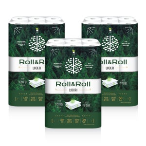 롤앤롤 네이처 화장지 3겹 27m 30롤 3팩