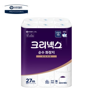 유한킴벌리 크리넥스 뉴 순수 3겹 화장지 27m 24롤 무형광 천연펄프 두루마리 휴지