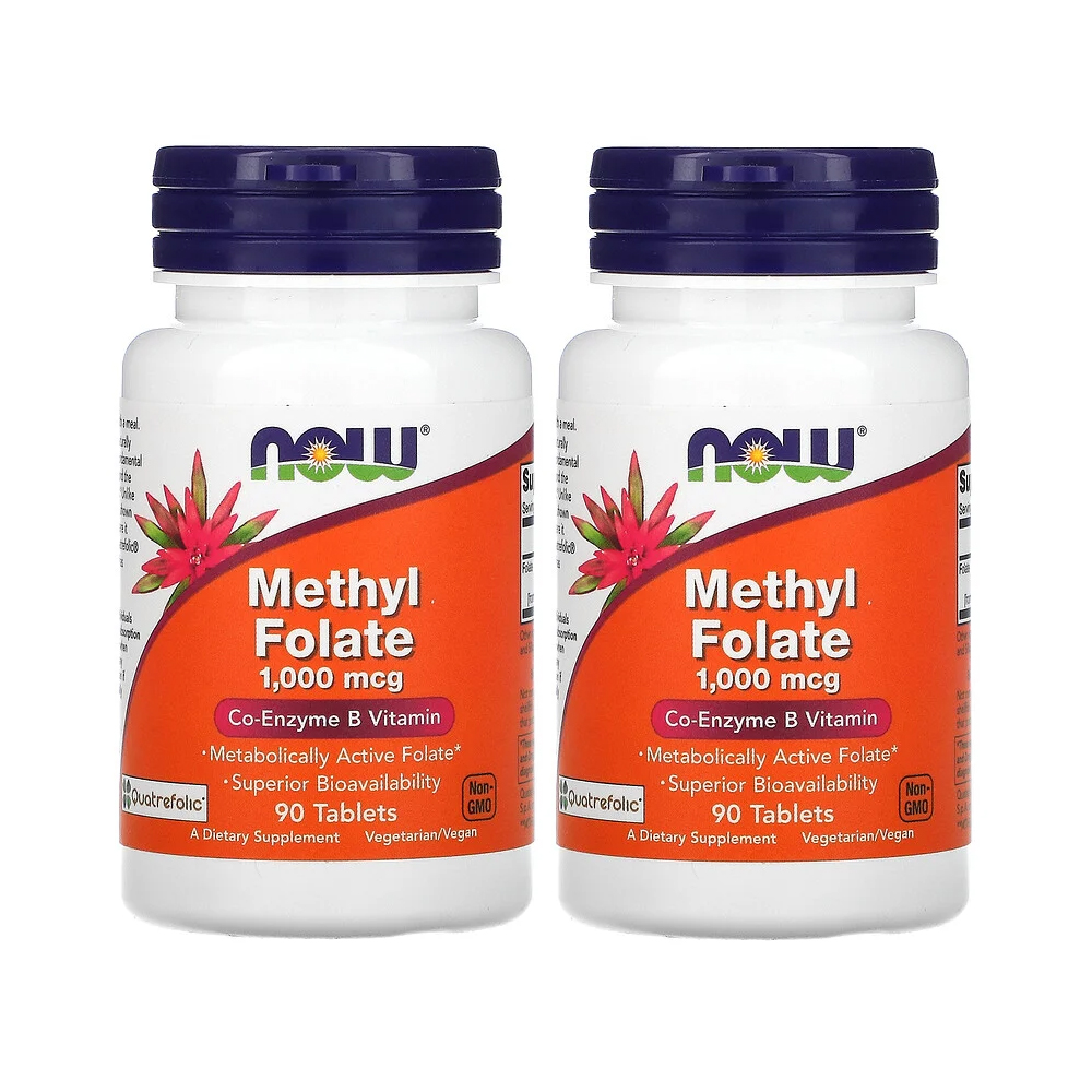 나우 푸드 엽산 <b>메틸 폴레이트</b> Methyl Folate 1,000mcg 90정 [2통]