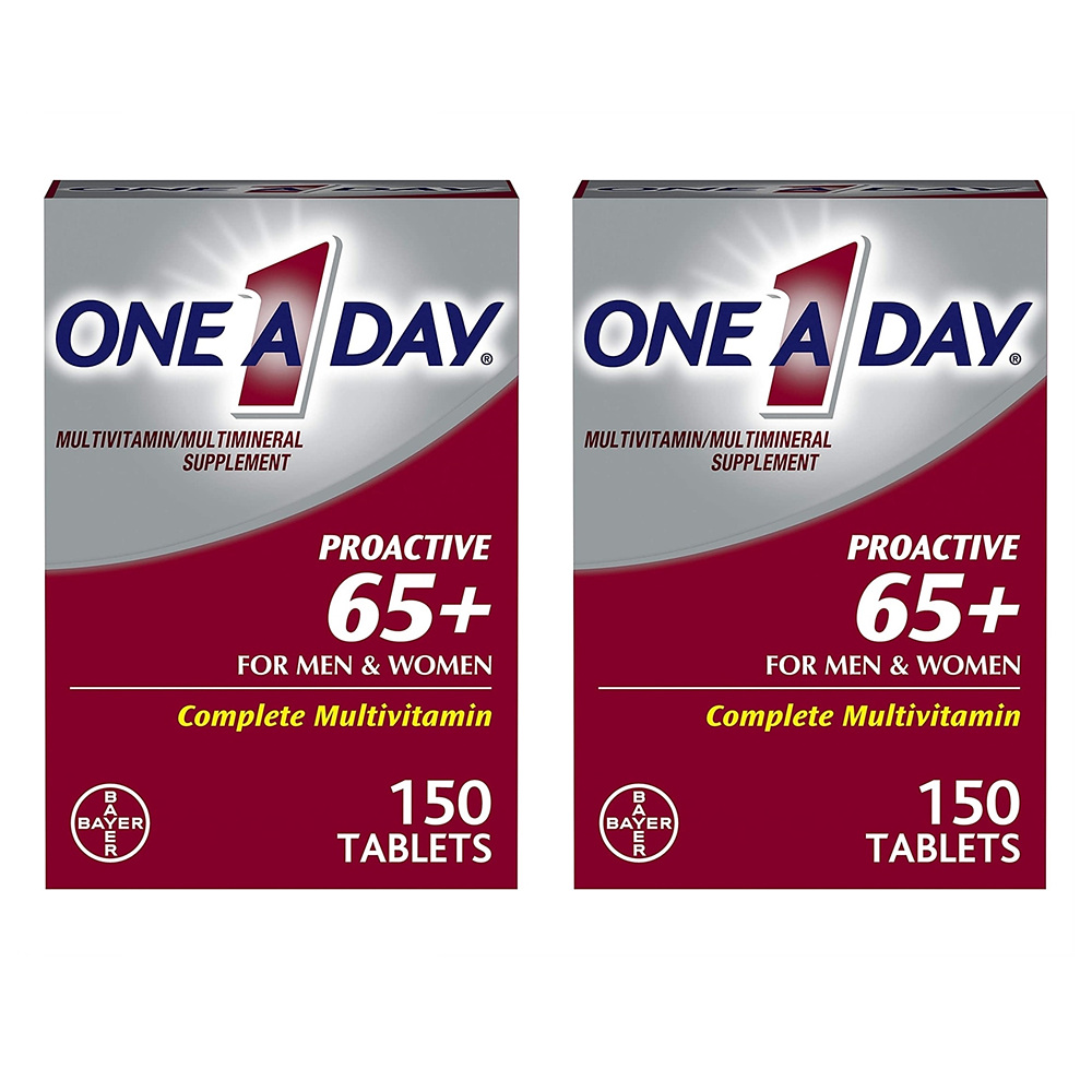 원 어 <b>데이</b> 프로<b>액티브</b> 65+ 멀티 비타민 150정 2팩 <b>포</b> 맨 앤 <b>우먼</b> One A Day Proactive 65+, Mens &amp; Womens