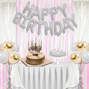 빅드림 오늘파티 Happy Birthday 생파 어린이집 이벤트 생일파티세트 실버