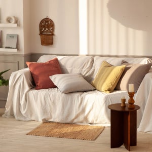 쿠션스토리 먼지없는 바이오워싱 클린 무지 쿠션 커버 크림화이트 40x40