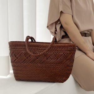 소가죽 빗살 라탄 쇼퍼 토트 백 왕골 가방 이너파우치 we4033