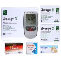 글루코닥터 탑 혈당계+당뇨측정검사지 100매+솜 100+침 100+밴드 10매