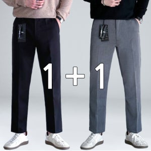 1+1 남자 기모 슬랙스 가을 겨울 간절기 정장바지 편한 스판 바지 팬츠 9부 10부