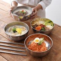 키친아트 깊은 떡국 설렁탕 갈비탕 그릇 이중면기 4개 + 진공젓가락 4벌