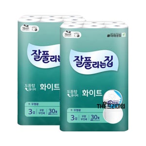 미래생활 잘풀리는집 깨끗한 화이트 화장지 28m 3겹 60롤 휴지