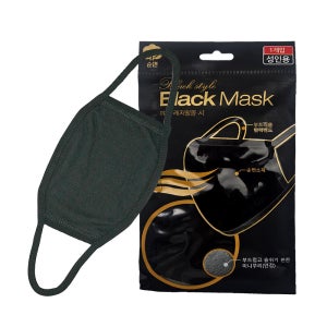블랙 면마스크 1매(성인용) 패션마스크 방한대 검정마스크