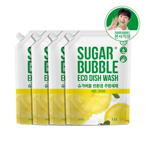 슈가버블 친환경 주방세제 리필 레몬크러쉬, 1.2L, 4개