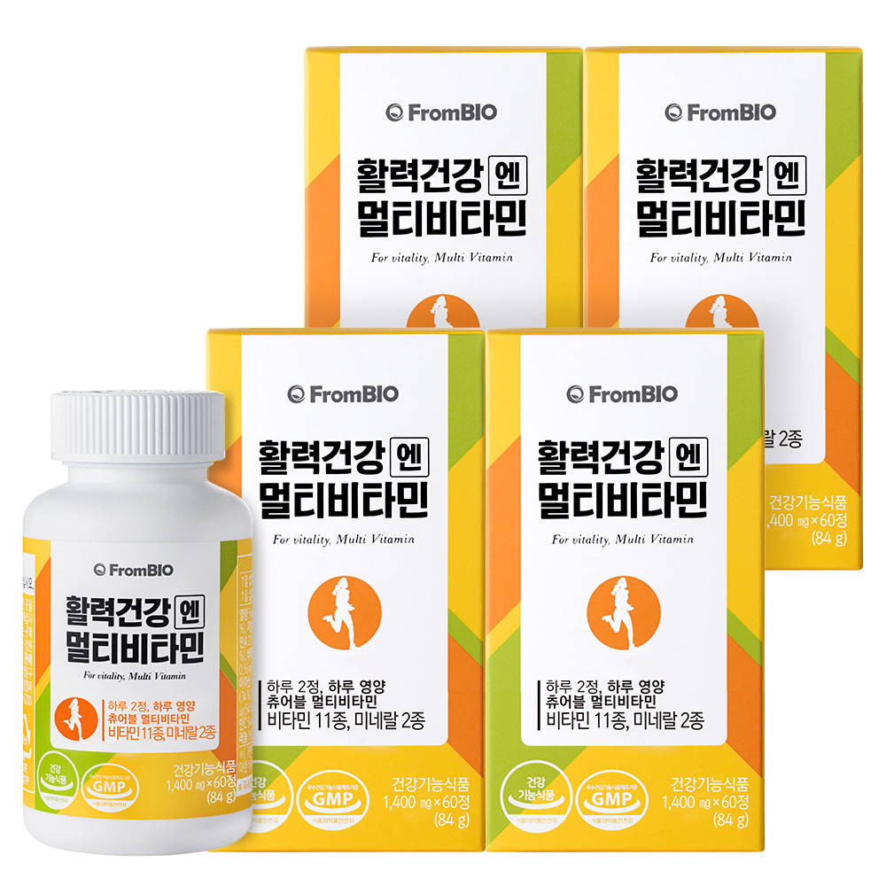 <b>프롬바이오</b> 활력건강엔 멀티비타민 60캡슐, 4개