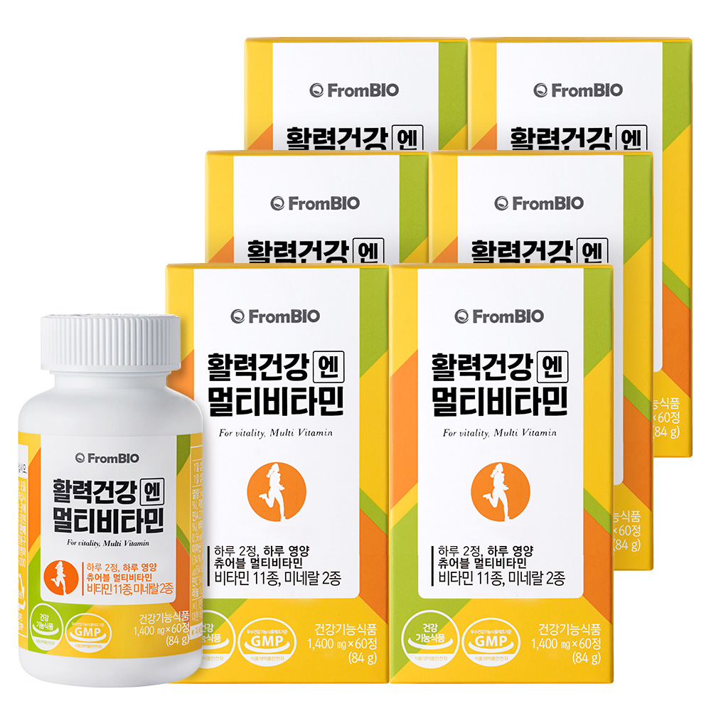 <b>프롬바이오</b> 활력건강엔 멀티비타민 60캡슐, 6개