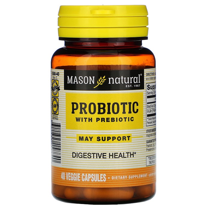 Mason Natural 프리바이오틱 함유 프로바이오틱 베지 캡슐 40정