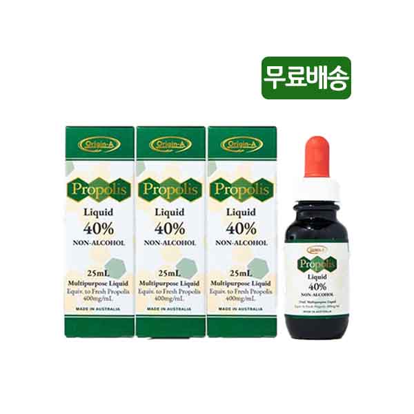 호주 오리진<b>에이 프로폴리스</b>원액 <b>프로폴리스</b>리퀴드 40% 무알콜 25ml x 3병 호주산