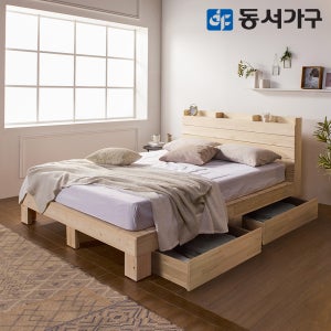 동서가구 숲 수납헤드 편백나무침대 프레임 2서랍 원목침대 1000 K DF642973