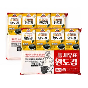 새우표 완도 짜지않은 맛난 식탁김 조미 도시락김 4g, 32개