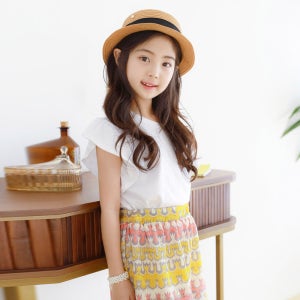 [키즈레시피] 나비 셔링 박스티 초등 주니어 여아 민소매 반팔