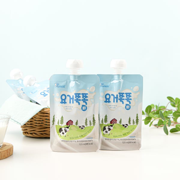 (10개 묶음) 밀크하우스경산 요거쪽쪽 수제 아기요거트 플레인 목장 파우치요거트 간식