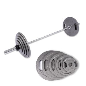 아이언 더딘 중량 주물원판 바벨 105kg, 1개