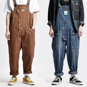 푸자오 오버롤 남자 멜빵바지 아메카지 워크웨어 작업복