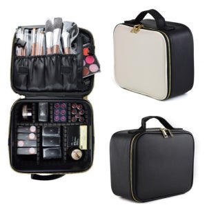 가죽 소형 여행용 칸막이 미용 하드케이스 다용도 수납 메이크업박스 화장품파우치 가방
