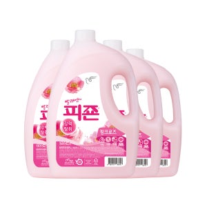 피죤 강력탈취 섬유유연제 레귤러 핑크로즈, 3.1L, 4개