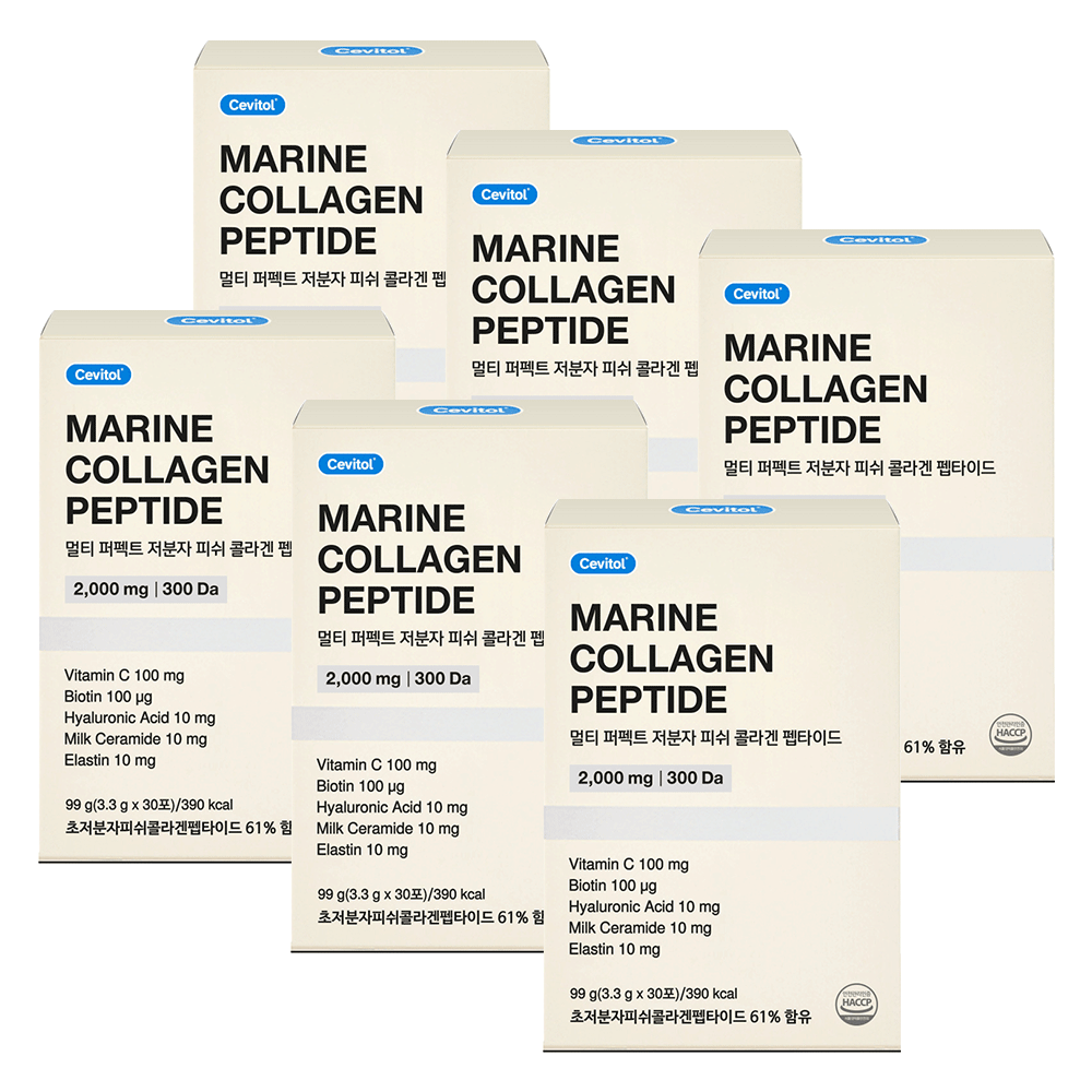 세비톨 <b>멀티</b> 퍼펙트 저분자 피쉬 <b>콜라겐</b> 펩타이드 30포, 6개