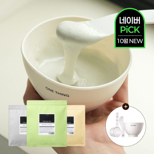 ONE THING [네이버PICK/1회분 추가증정] 원씽 대용량 모델링팩 1kg + 팩도구 세트 (어성초/콜라겐/히알루론산)