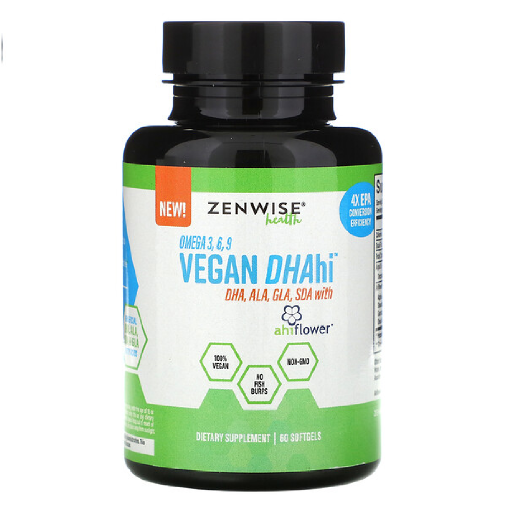 Zenwise Health Omega 369 Vegan <b>DHAhi</b> 젠와이즈 오메가 369 <b>비건 DHAhi</b> 60 소프트젤