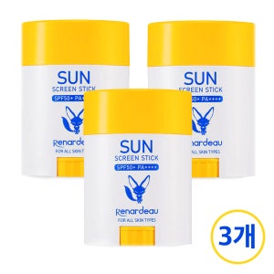[로쎄앙 공식] (3개) 르나르도 끈적임 백탁없는 선스틱 스틱형 선크림 자연유래성분 함유 UV 자외선차단 SPF50+ PA++++
