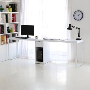 밀리 2인용 좌식 화이트 컴퓨터 PC방 원룸 가정용 게이밍 듀얼모니터 책상 중학생