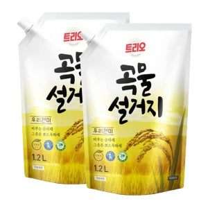 트리오 곡물설거지 우리현미 주방세제 리필 1200ml 2개
