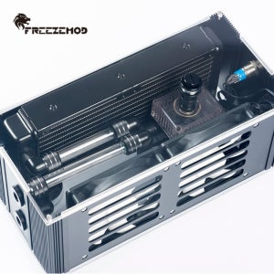FREEZEMOD led 데스크탑 수냉 시스템 BOX-24YT RGB 효과가있는 45mm 두께의 더블 레이어 라디에이터