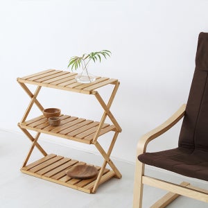 마켓비JAWAL 감성캠핑용품 우드 다용도 접이식 수납 선반 진열대 거실 협탁 테이블 600