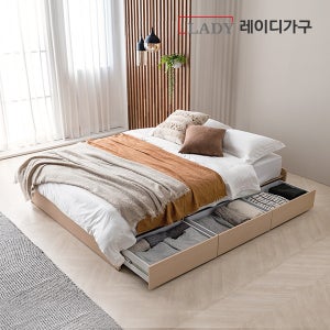레이디가구 모노 무헤드 빅 3단서랍 신혼 수납 침대 SS (매트제외)