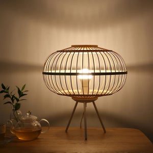 마켓비BAMBOU 감성캠핑 라탄 소품 거실 침실스탠드 대나무 조명 테이블램프 등 단스탠드