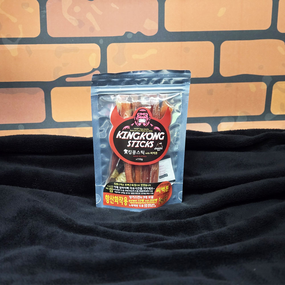 (정글브로) 킹콩스틱 1시간씹는껌 오래먹는 간식 치석껌 우스틱 분리불안 이갈이 개껌 우신