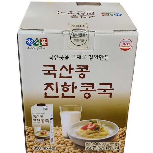 정식품 국산콩 진한 콩국 950ml 4개 콩국수 콩국물 콩물 두유 대용량 코스트코