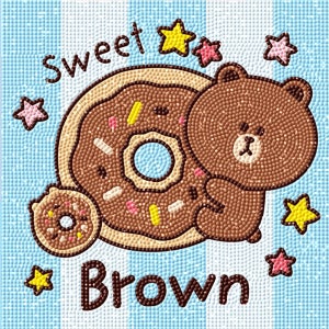 라인프렌즈 도넛 브라운 캔버스형 보석십자수 BT21