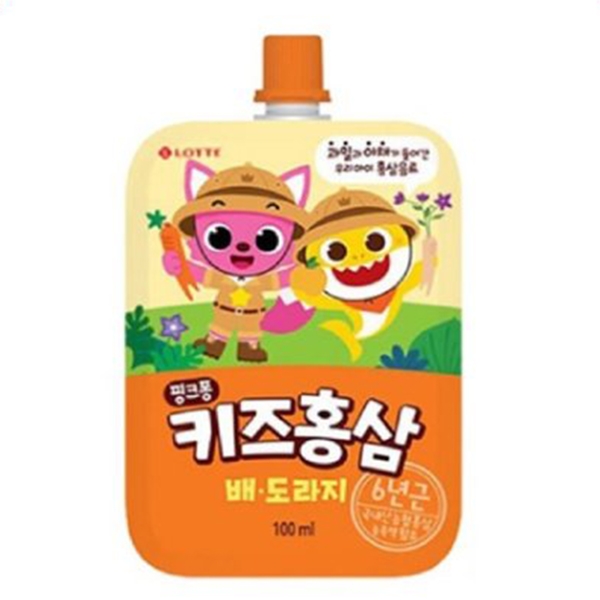 롯데칠성 <b>핑크퐁 키즈홍삼 배도라지 100ml</b>