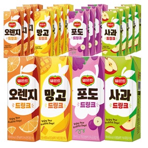 델몬트드링크 190mlX32 음료 혼합 오렌지 망고 사과 포도 각8팩 과즙 어린이 팩주스