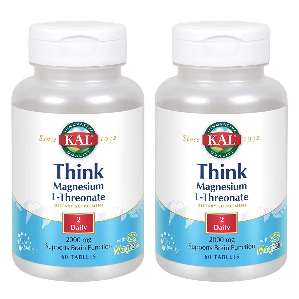 칼 <b>트레온산</b> <b>마그네슘</b> <b>2000mg</b> 60정 2병 KAL <b>Think</b> Magnesium L-Threonate