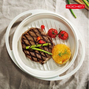 국산 로이첸 캠핑 그리들 화이트 미니 그리들팬 홈핑 그릴 26cm