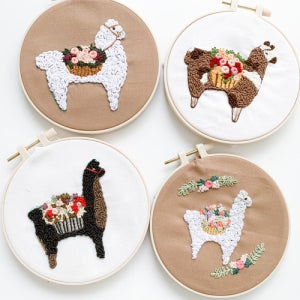 프랑스자수 꽃바구니 알파카 DIY 취미 키트 패키지 세트 4종 (한국어 도안)