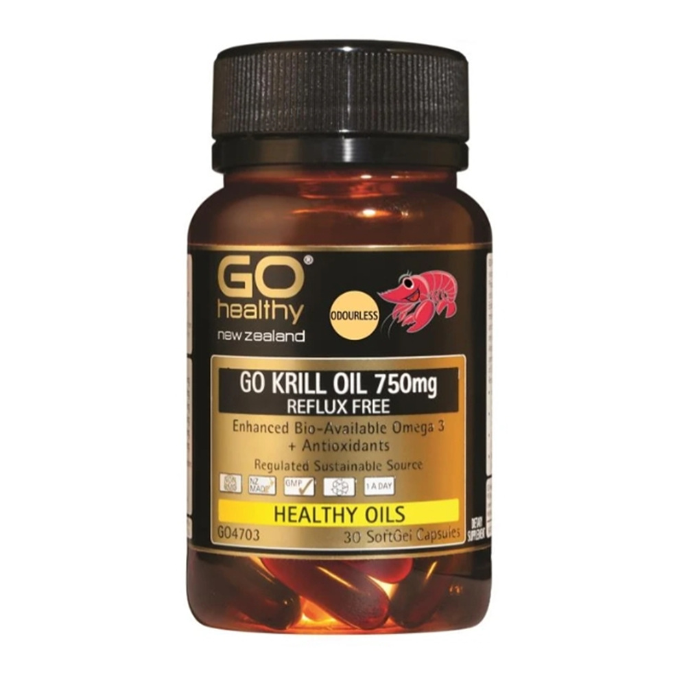 (뉴질랜드) Go Healthy - Krill oil 고헬시 <b>크릴오일 750mg</b> 30정