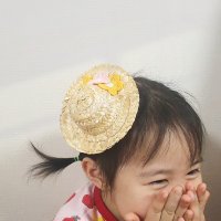 유아동 아기 플라워 밀짚모자 핀 헤어밴드 위그햇