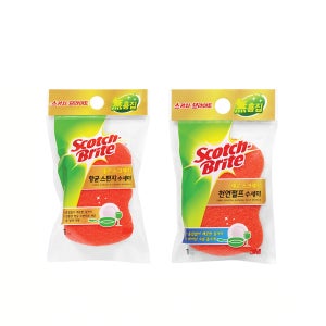 3M 스카치-브라이트 스크래치 방지 수세미(제로 스크래치 스펀지 수세미 1매,제로 스크래치 펄프 수세미 1매)