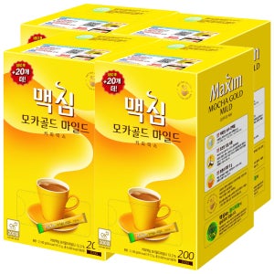 맥심 모카 골드 마일드 커피믹스, 200개입, 4개