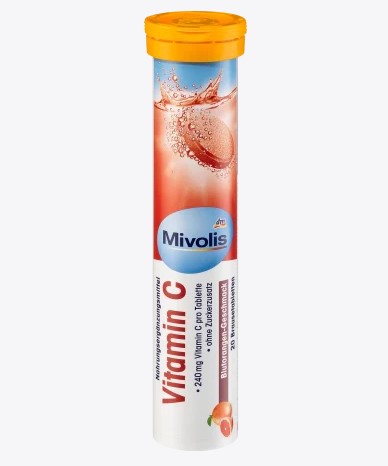 독일 DM 미볼리스 mivolis 발포<b>비타민</b> <b>비타민c</b> 20st <b>다스게준데플러스</b> Das gesunde brauvitamin